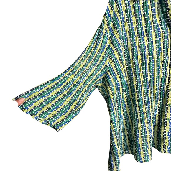 5 for $40 SALE! Maggie Barnes Blue & Green Print Button Up Collared Blouse sz 3x - Picture 6 of 9